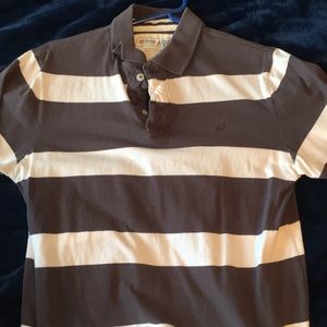 Grey and white striped polo